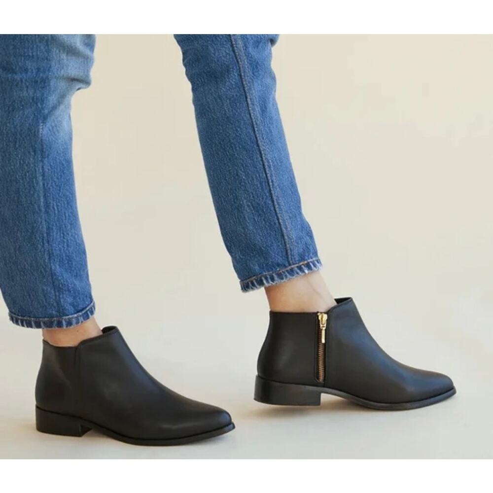 Nisolo Everyday Lana Ankle Boots Black Leather Short Booties 6.5